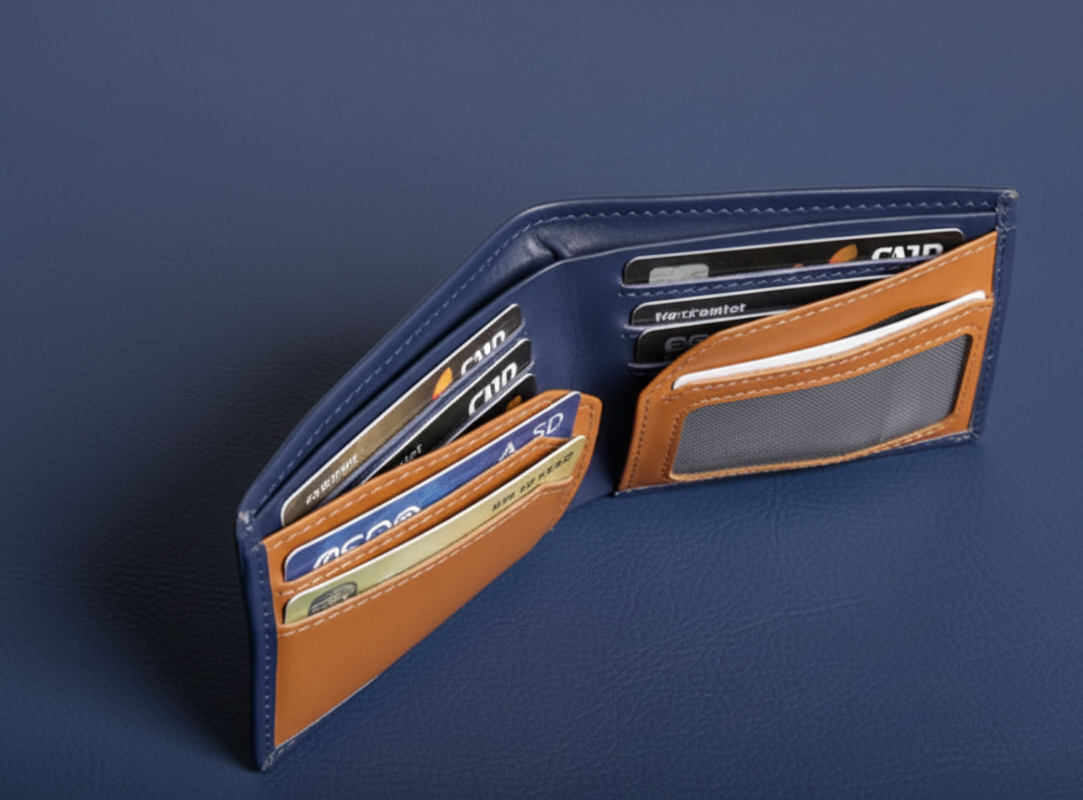 Blue Classic Leather Wallet